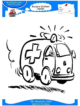 Çocuklar İçin Ambulans Boyama Sayfaları 